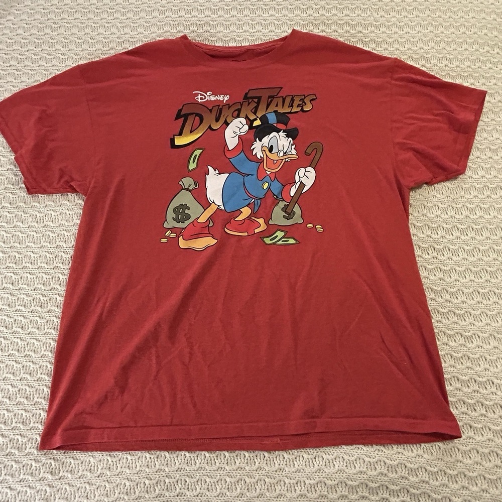Disney Duck Tales Scrooge McDuck Money Bags Red Heather Men's T-Shirt Size XL